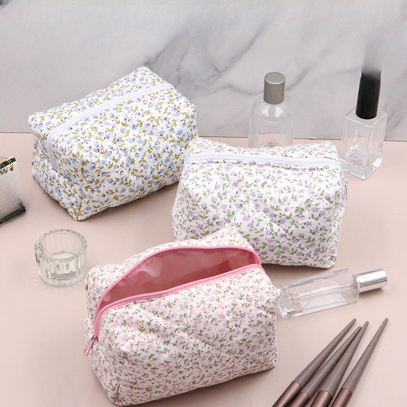 Wholesale Small Clear Portable Zipper Large Capacity Floral Print Storage Bag